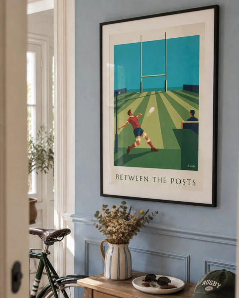 Rugby posters: collection poster framed in an interior