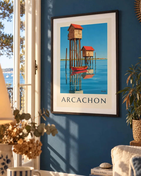 Arcachon posters: collection poster framed in an interior