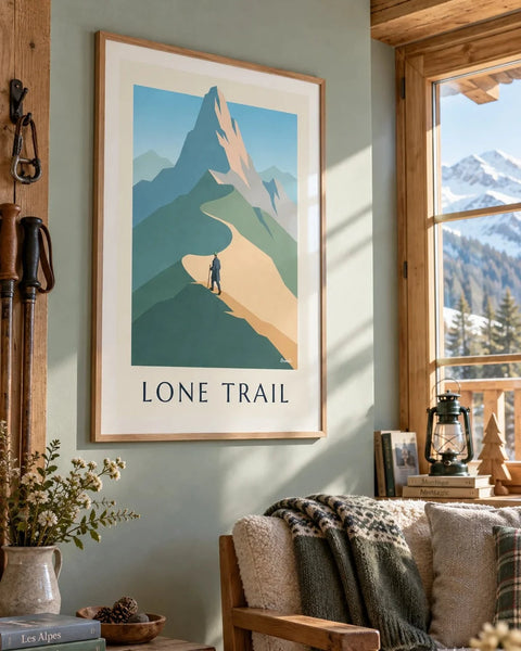 Hiking posters: collection poster framed in an interior