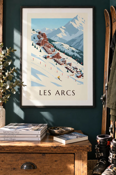 Plakat af Les Arcs og Arc 2000 i terrasser : indrammet på væggen