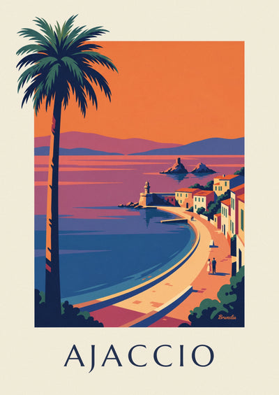 Poster of the Bay of Ajaccio and the Sanguinaires Islands at sunset: the full poster