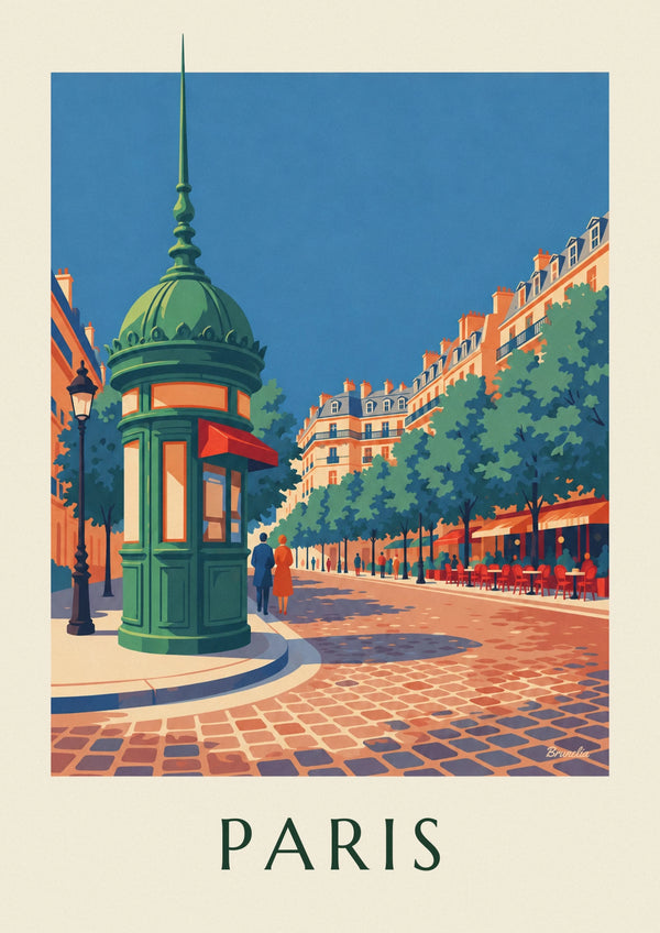Newspaper kiosk on a Parisian boulevard poster