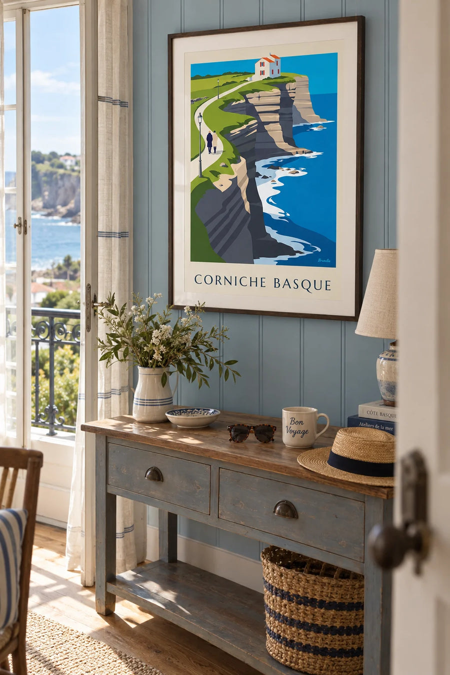 Poster of the Basque corniche and flysch cliffs: framed on the wall