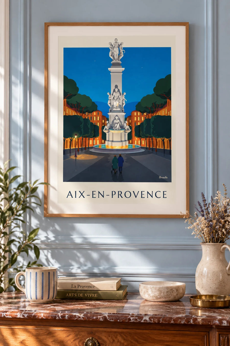 Poster of the Rotonde fountain on Aix’s Cours Mirabeau: framed on the wall