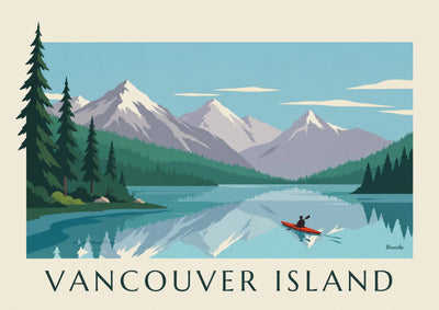 Affiche kayak sur un lac de l’île de Vancouver : l'affiche entière