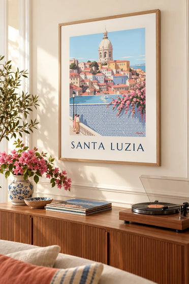 Affiche miradouro de Santa Luzia et ses azulejos à Lisbonne : encadrée au mur
