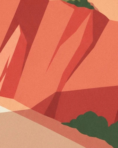 The red-orange cliffs of Estérel, with angular faces edged by green bushes