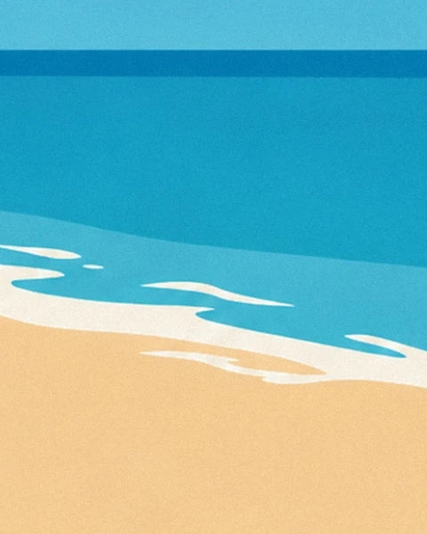 The white foam of the waves on the golden sand, beside the turquoise sea