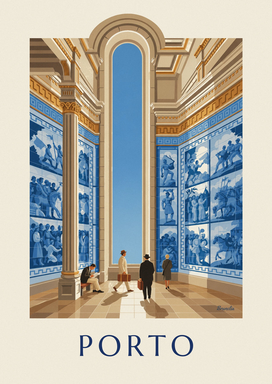 Porto São Bento station azulejos poster
