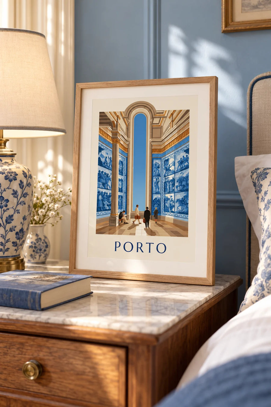 Affiche azulejos de la gare São Bento à Porto : petit format A4 encadré