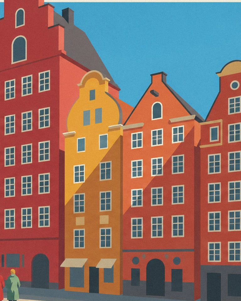 Colorful Stortorget facades in Stockholm’s Gamla stan poster: close-up detail