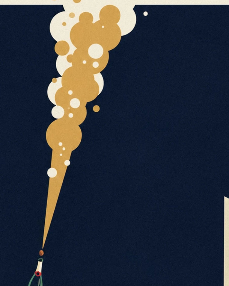 Affiche homme en smoking ouvrant une bouteille de champagne : détail en gros plan