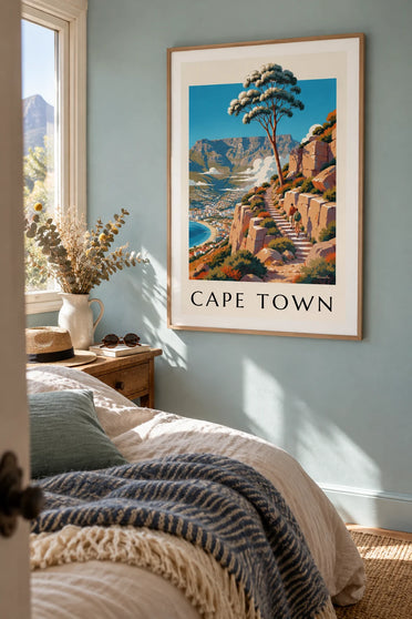 Affiche randonnée sur la montagne de la Table au Cap : encadrée au mur