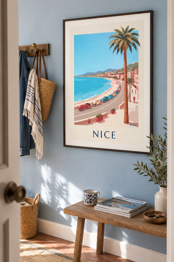 Vintage cars on Nice’s Promenade des Anglais poster