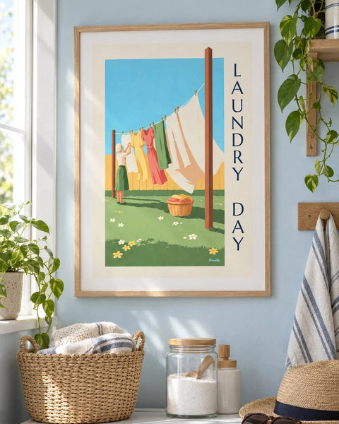 Affiches buanderie : affiche de la collection encadrée dans un intérieur