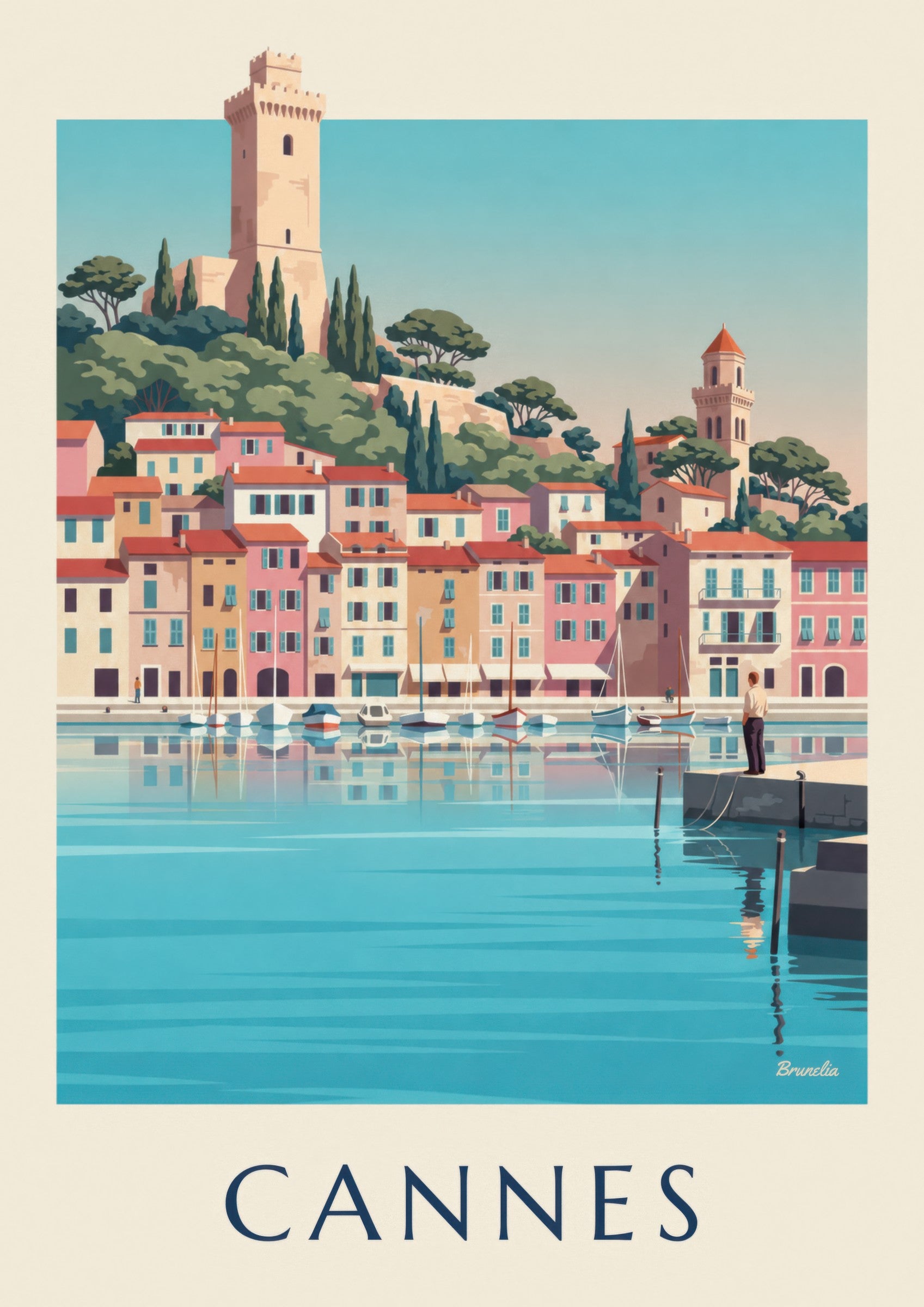 Affiche Vieux-Port de Cannes et Le Suquet: nærbillede af detalje