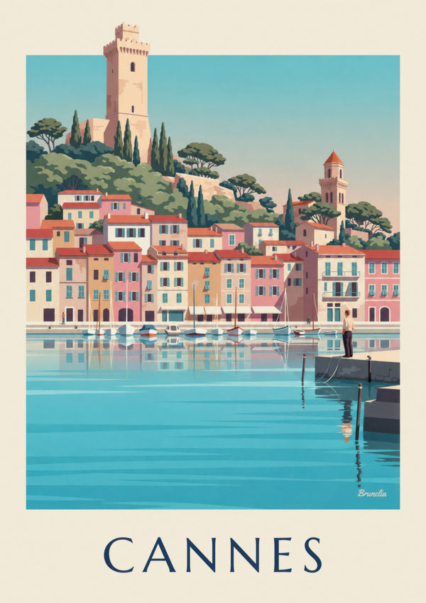 Plakat af Vieux-Port i Cannes og Le Suquet