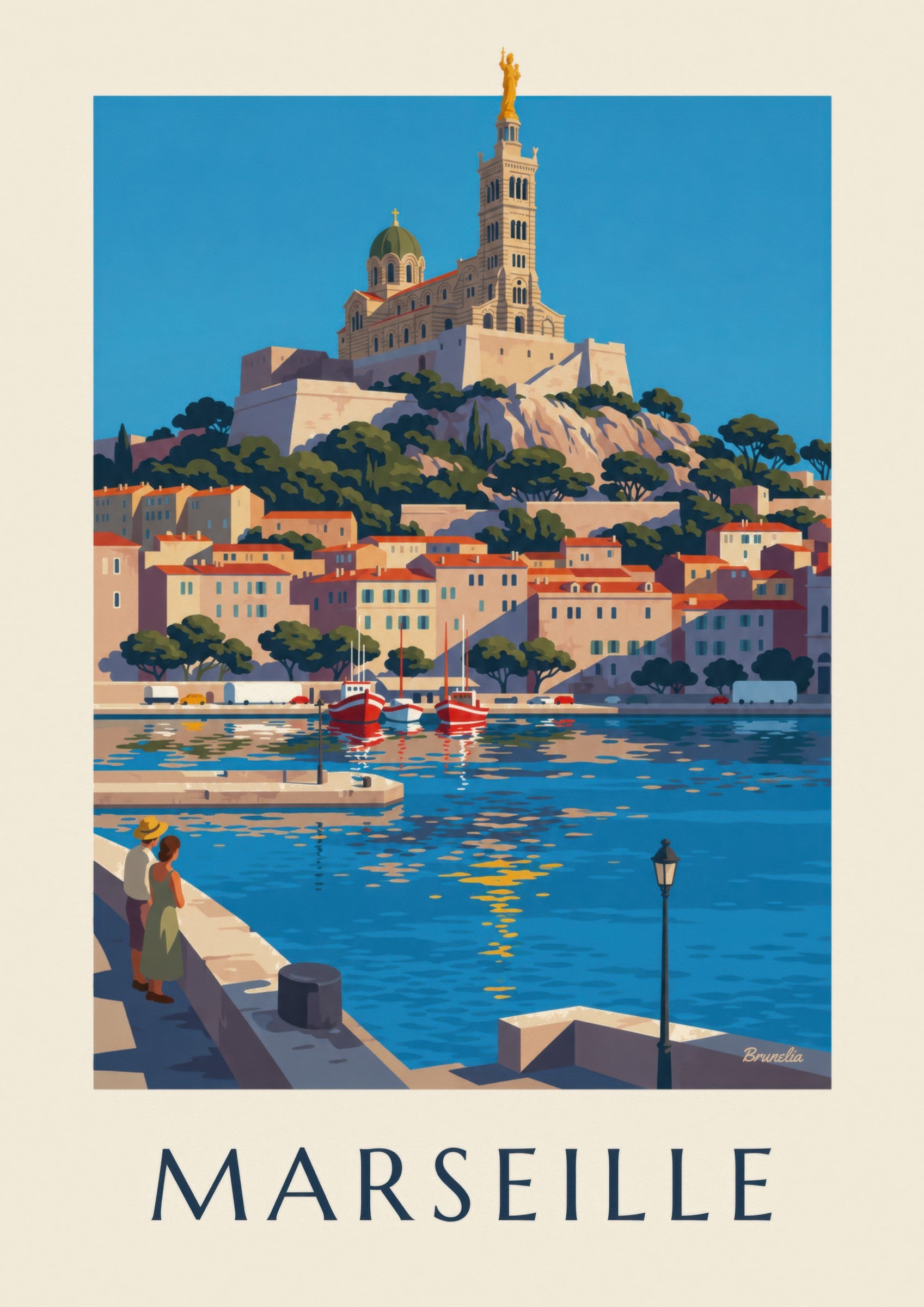 Plakat Notre-Dame-de-la-Garde i Marseille: nærbillede af detalje