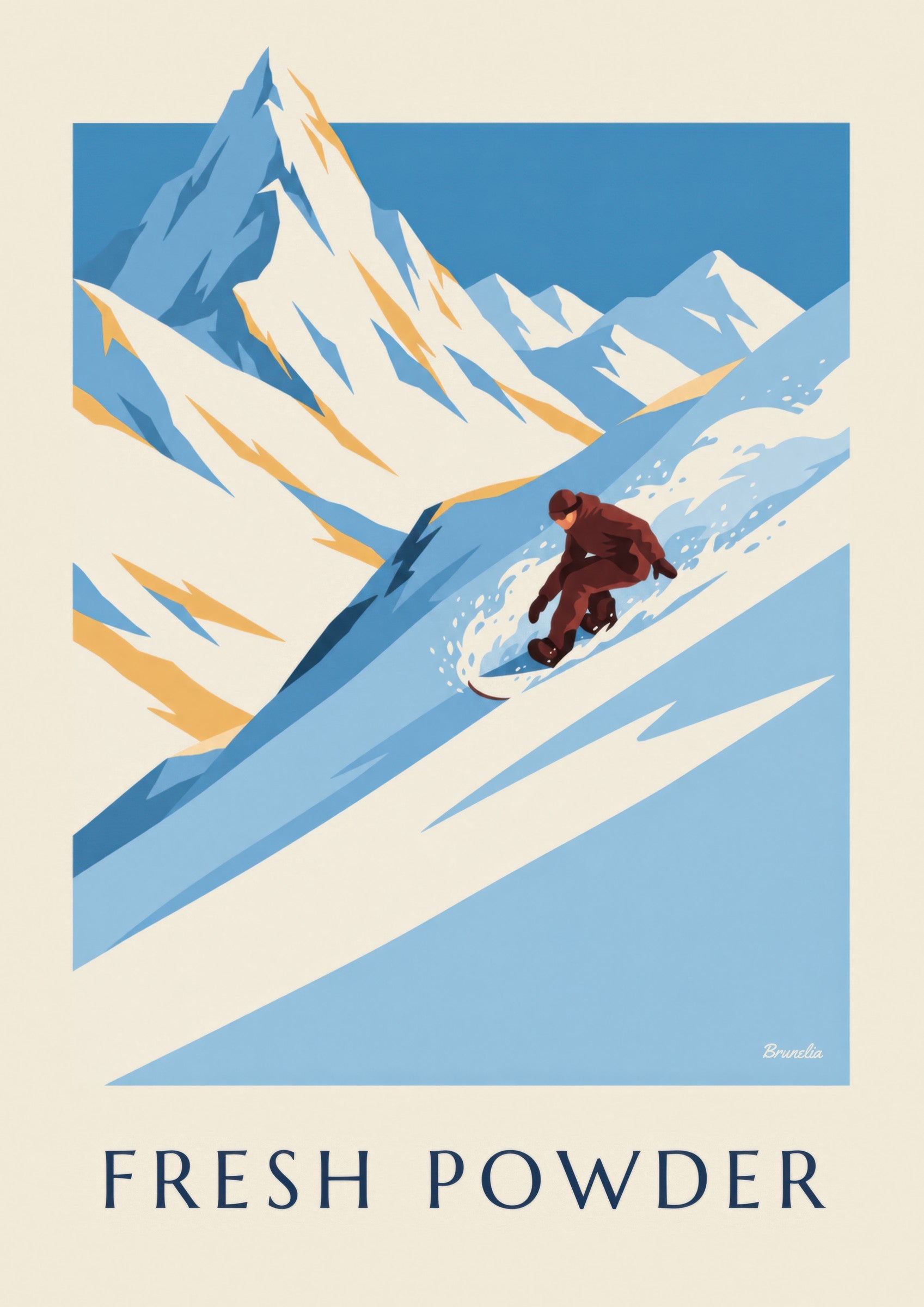 Affiche snowboard dans la poudreuse: nærbillede af detalje