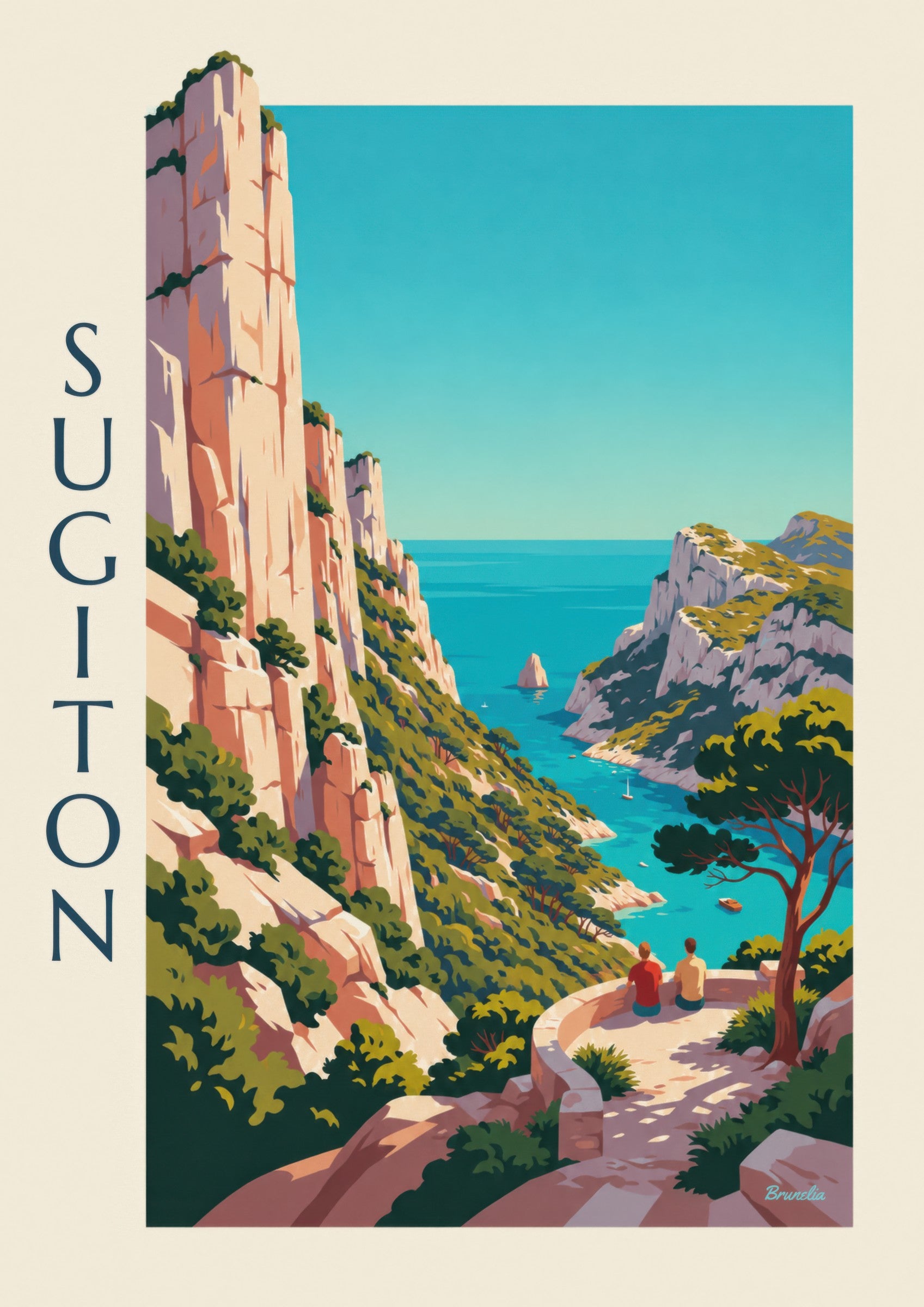 Affiche calanque de Sugiton vue du belvédère: nærbillede af detalje