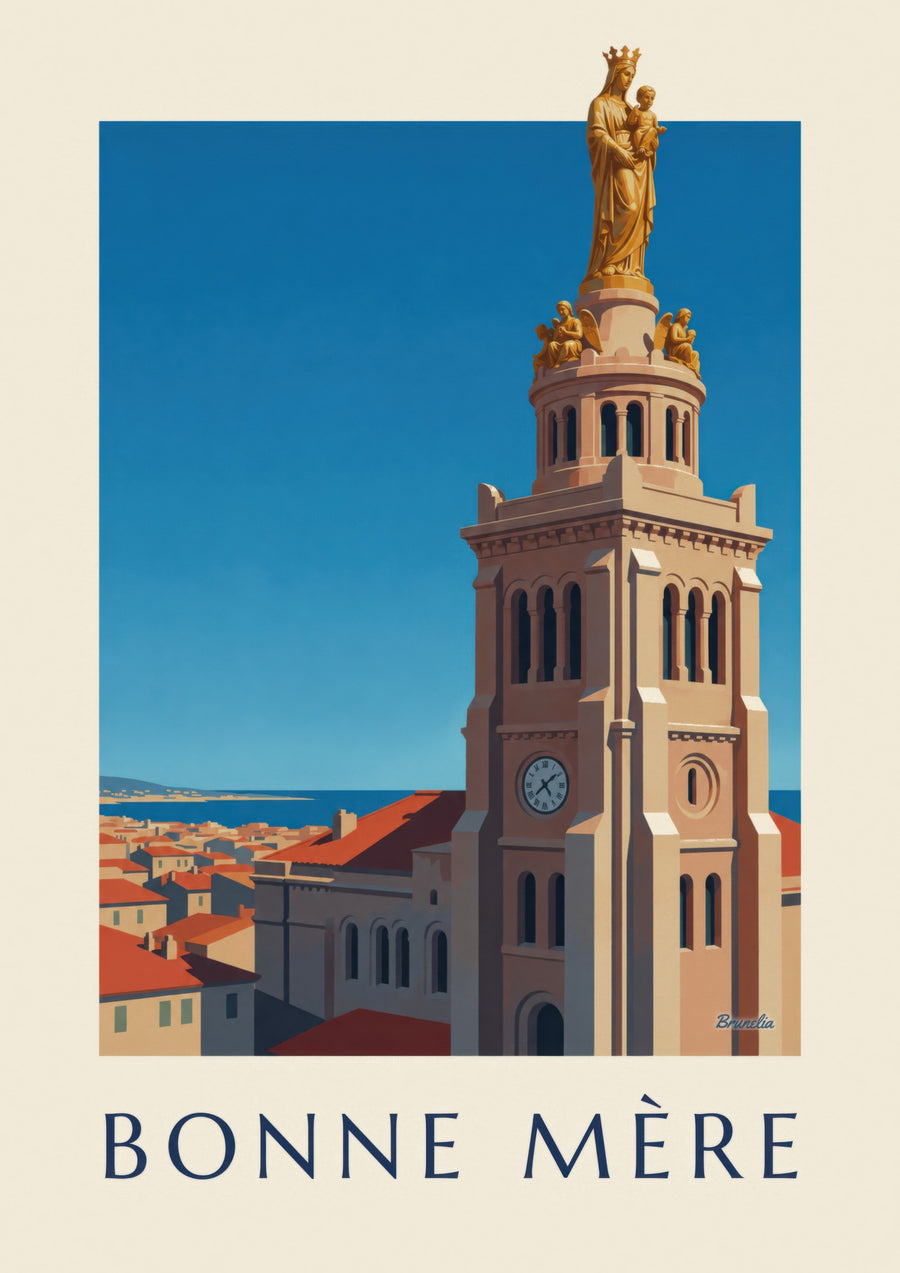 Affiche Bonne Mère dorée à Marseille