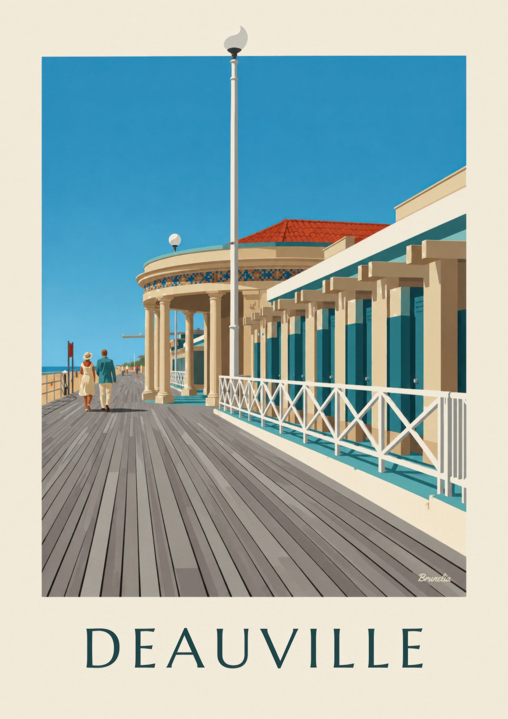 Plakat med Deauvilles Les Planches og Bains Pompéiens: nærbillede af detalje