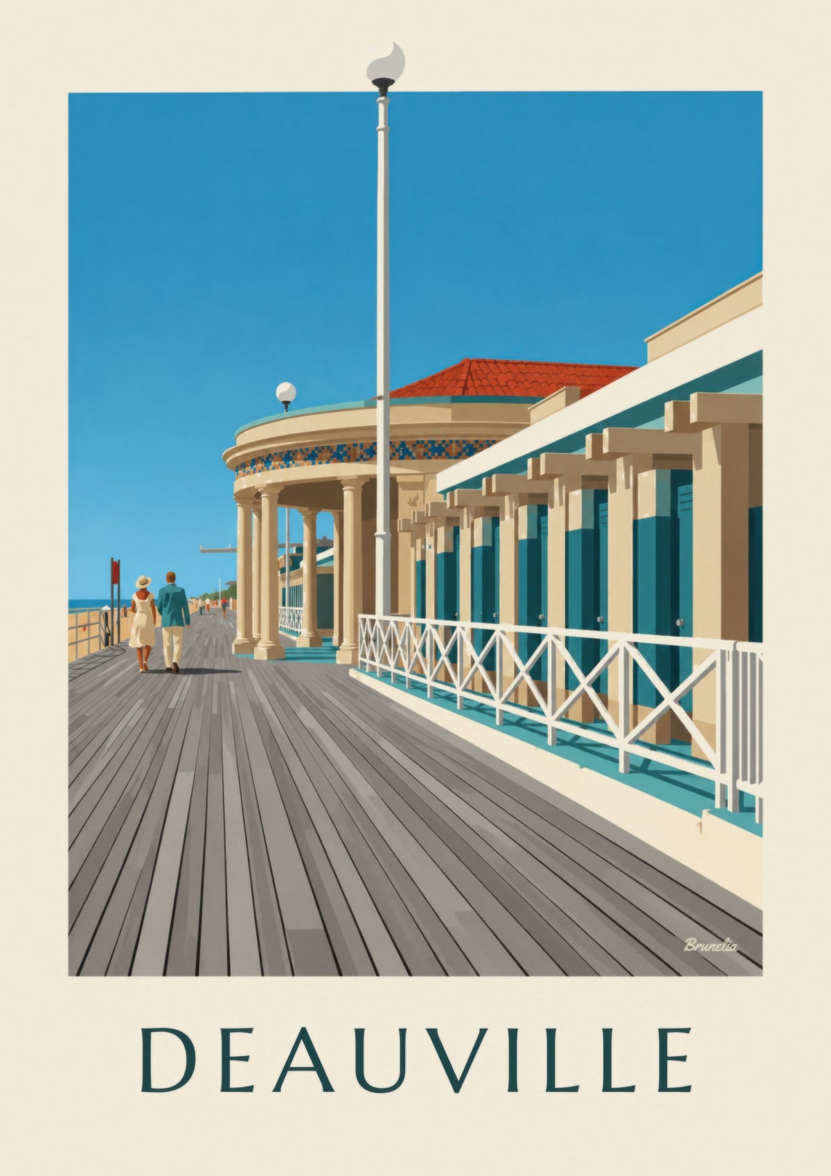 Plakat med Deauvilles Les Planches og Bains Pompéiens
