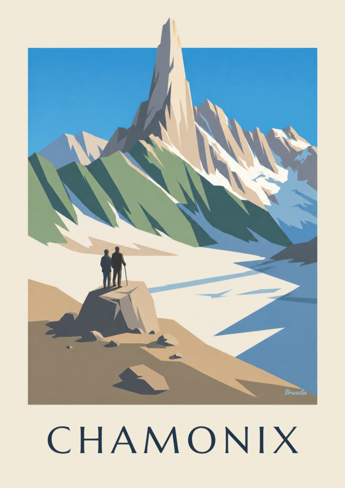 Plakat med Chamonix og Aiguille du Dru