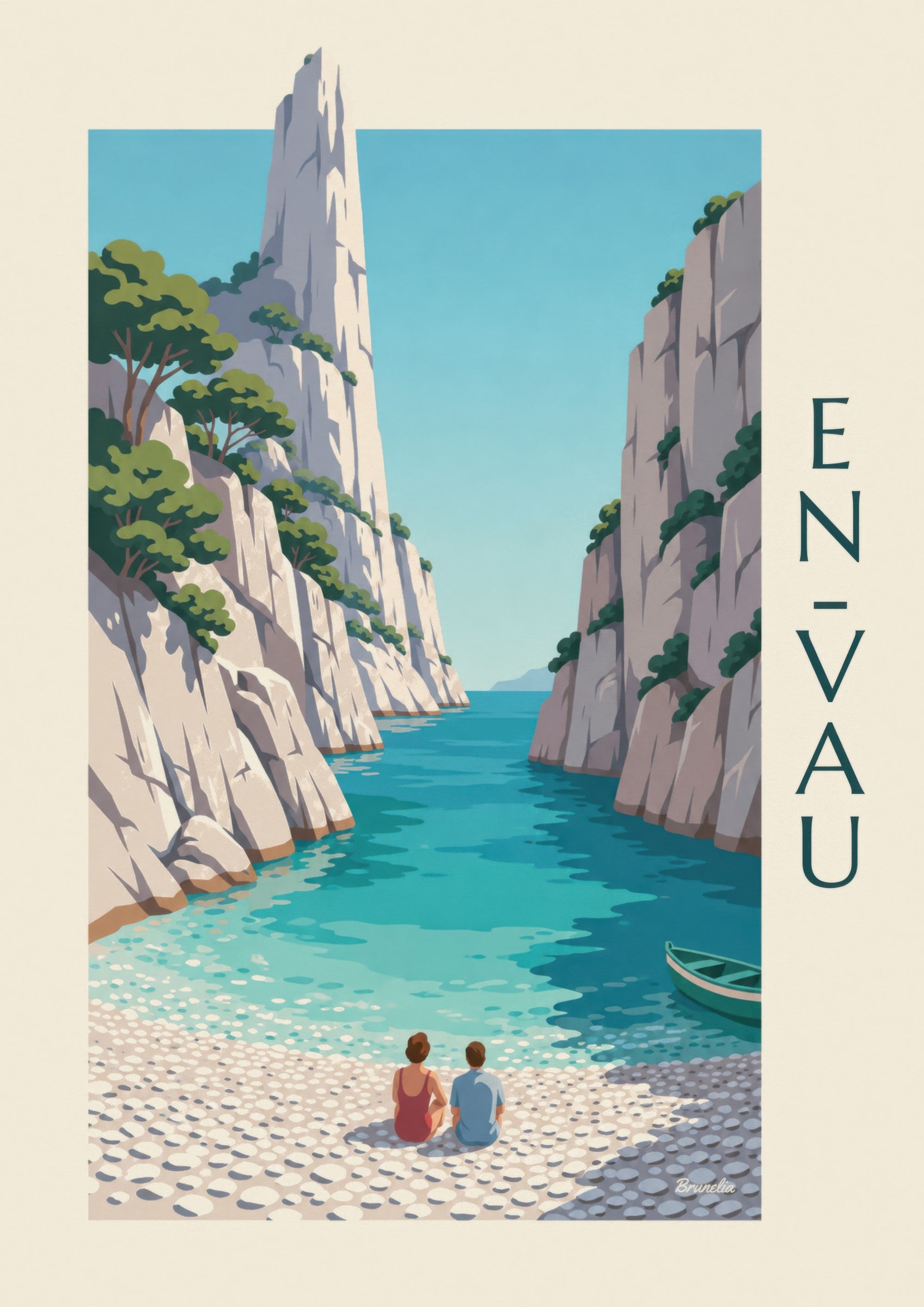 Affiche calanque d’En-Vau et aiguille de roche: nærbillede af detalje
