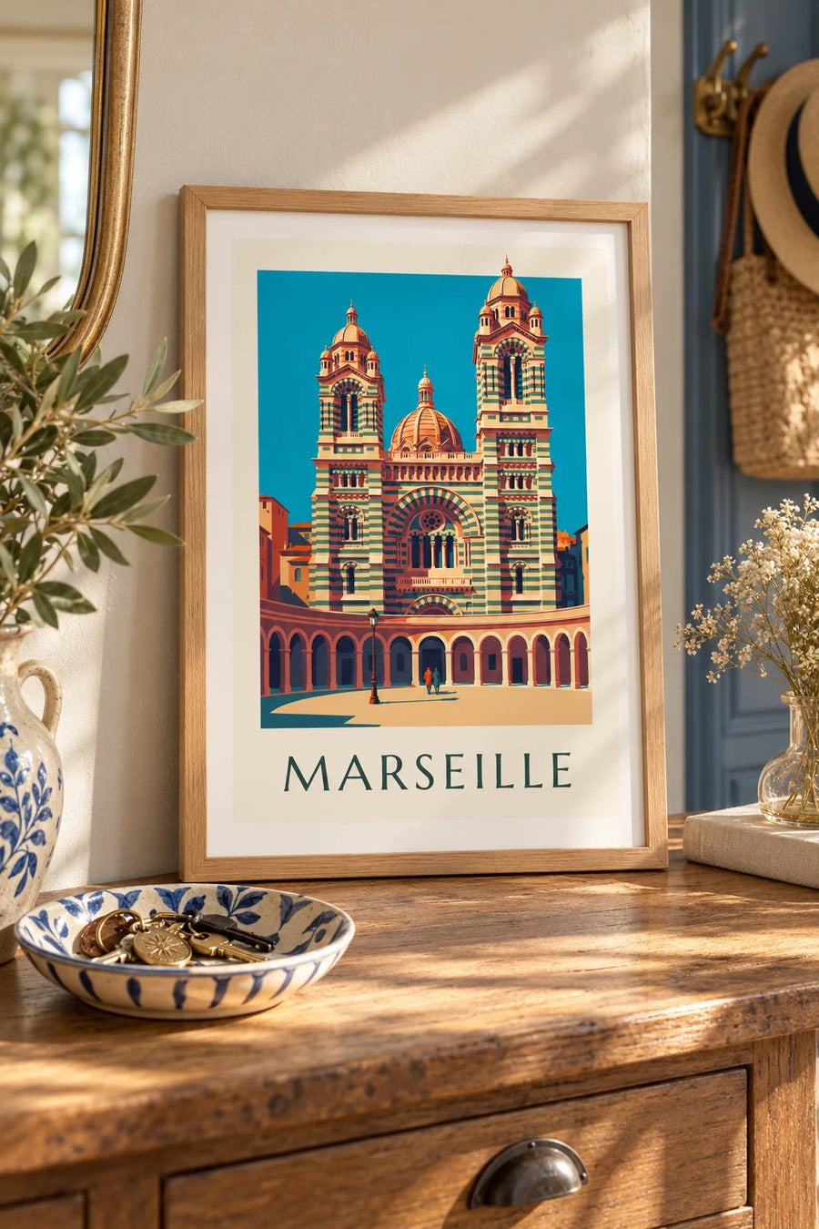 Affiche cathédrale de la Major à Marseille : petit format A4 encadré