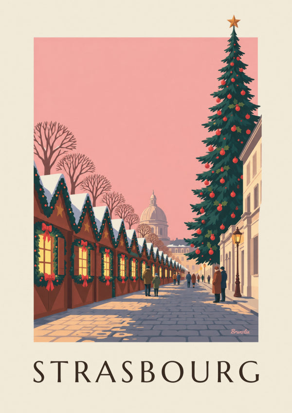 Plakat med Strasbourgs julemarked på Place Broglie