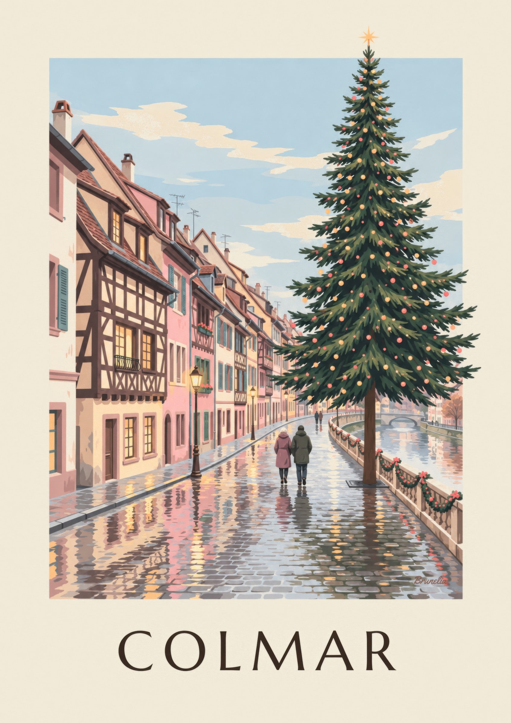 Plakat med Quai de la Poissonnerie i Colmar: nærbillede af detalje