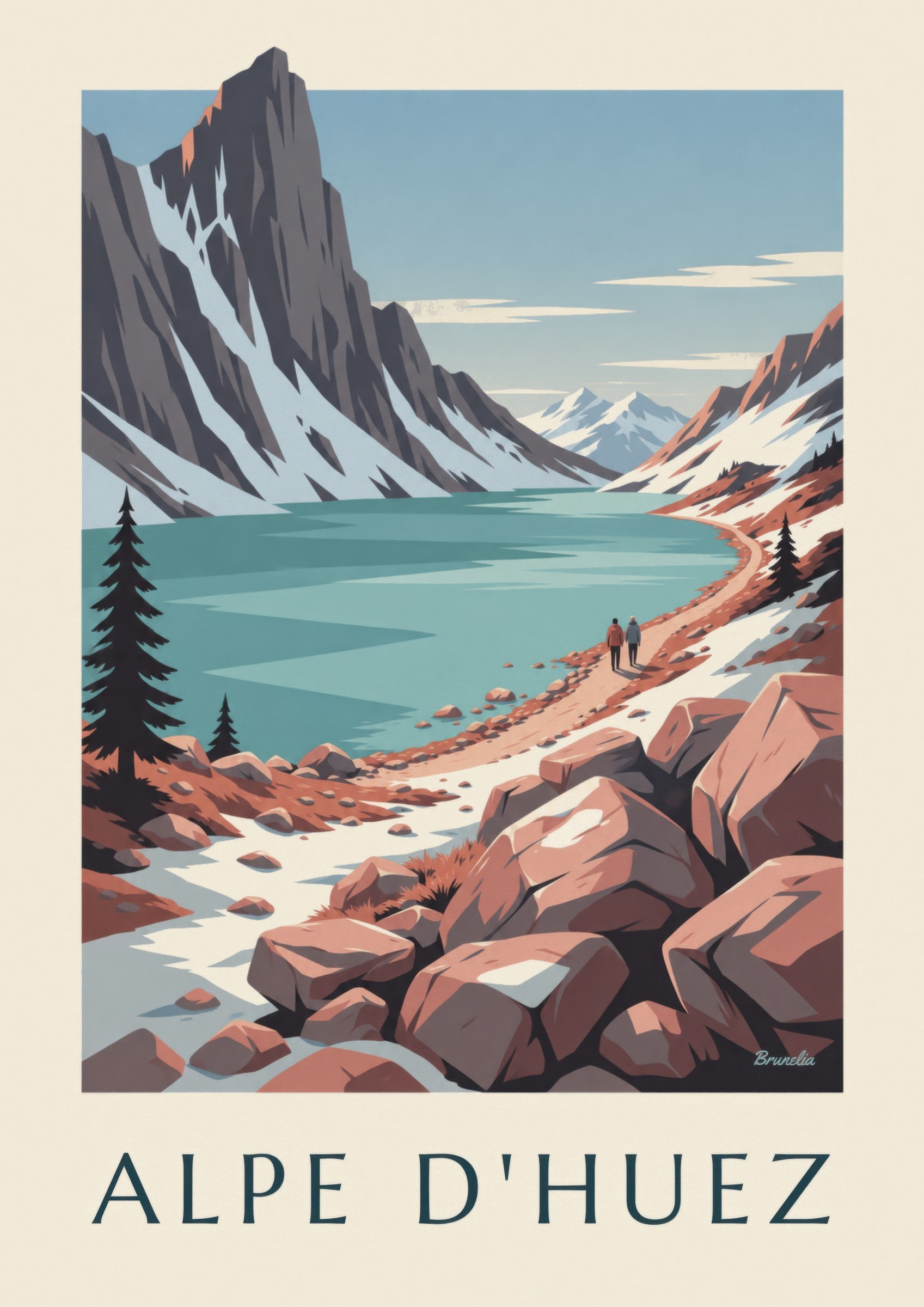 Plakat med Lac Blanc i Grandes Rousses: nærbillede af detalje
