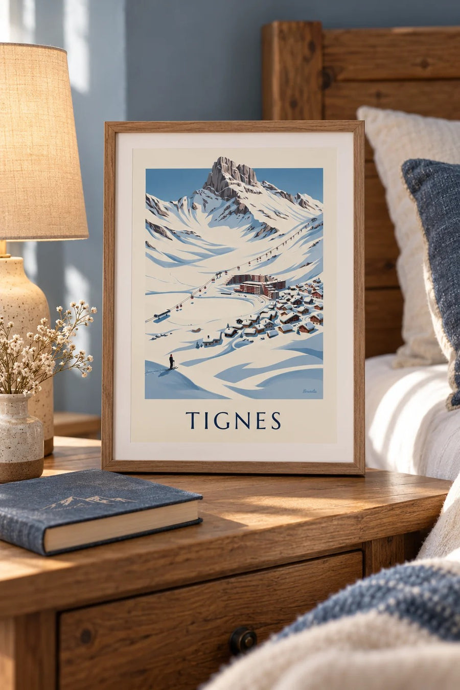 Plakat af Tignes-Le Lac under sneen : lille A4-format i ramme