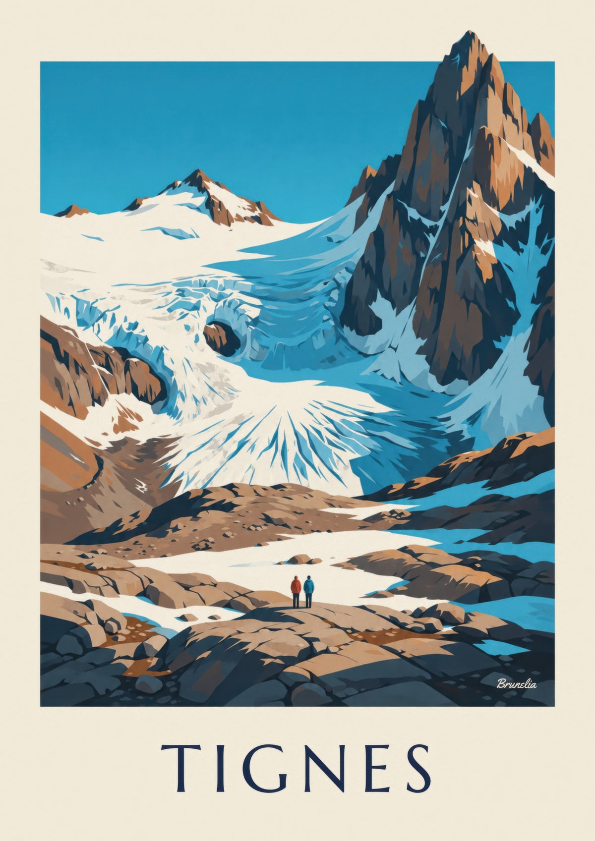 Plakat af Tignes, Grande Motte og Grande Casse om sommeren