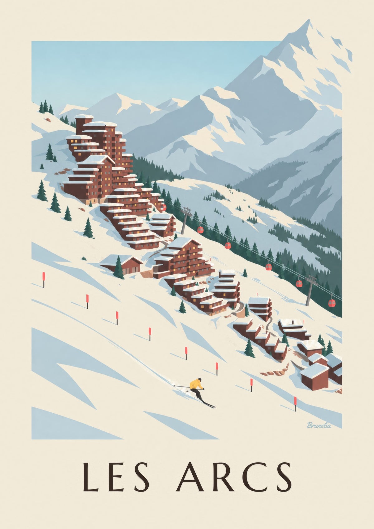 Plakat af Les Arcs og Arc 2000 i terrasser