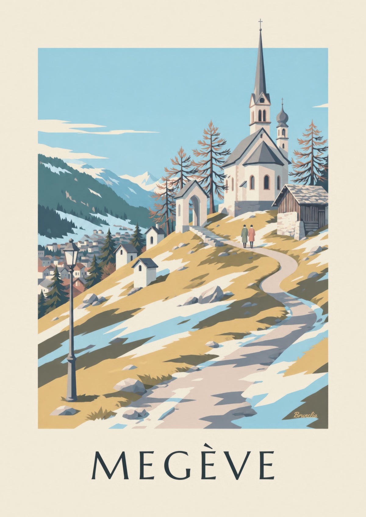 Plakat af Megève og kapellerne ved Calvaire
