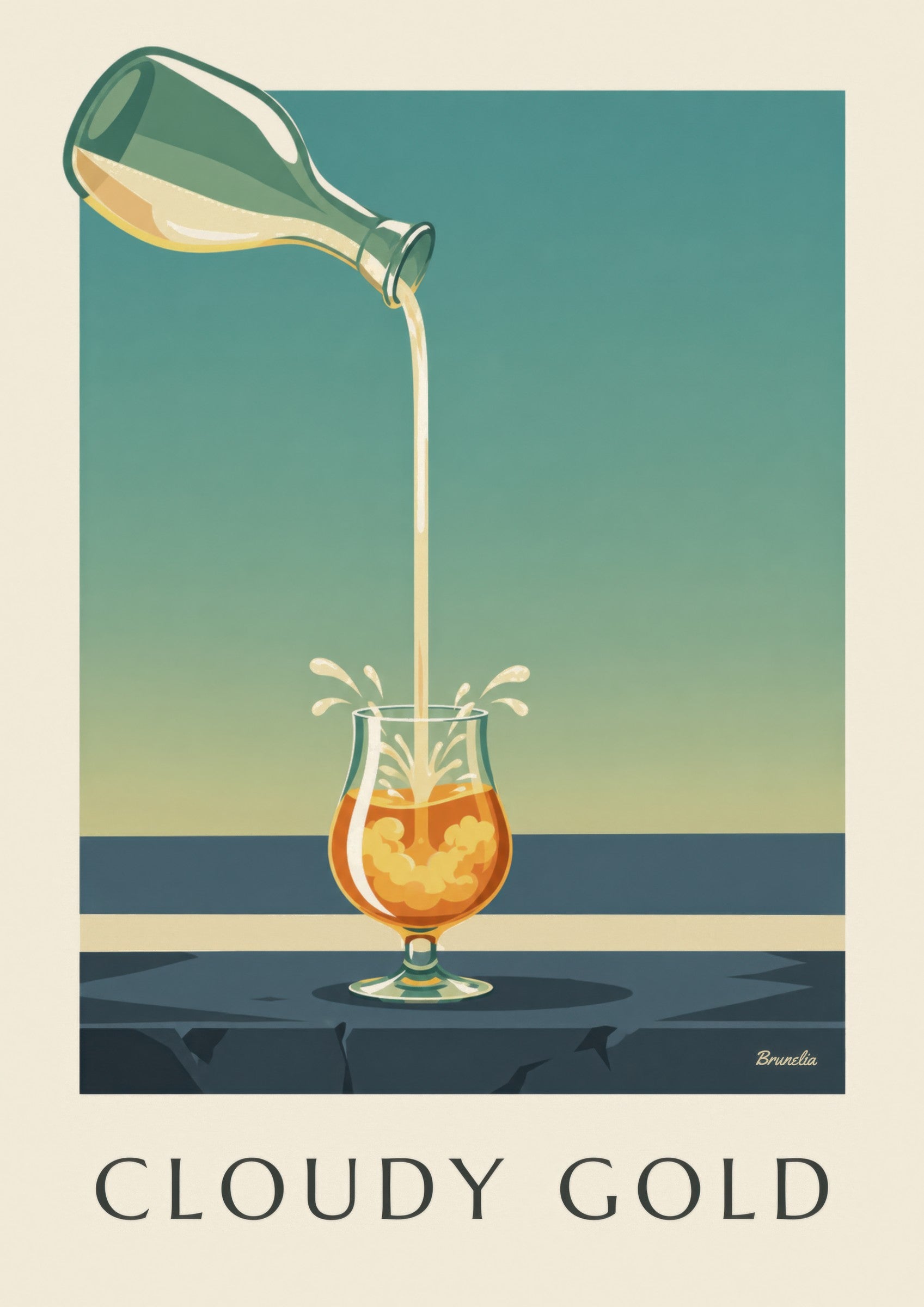 Plakat med pastis og frisk vand: nærbillede af detalje