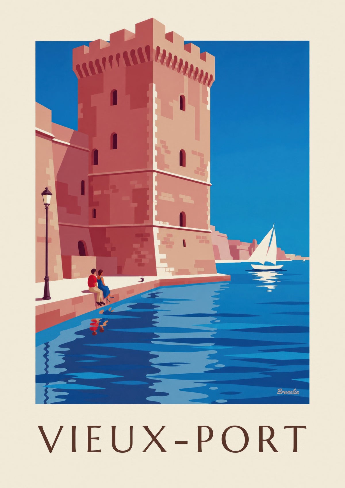 Plakat med kong René-tårnet i Marseille