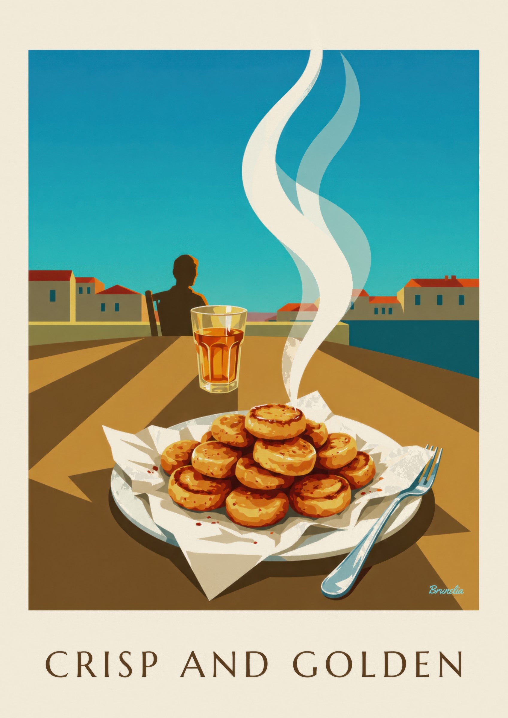 Plakat med gyldne panisses fra Marseille: nærbillede af detalje