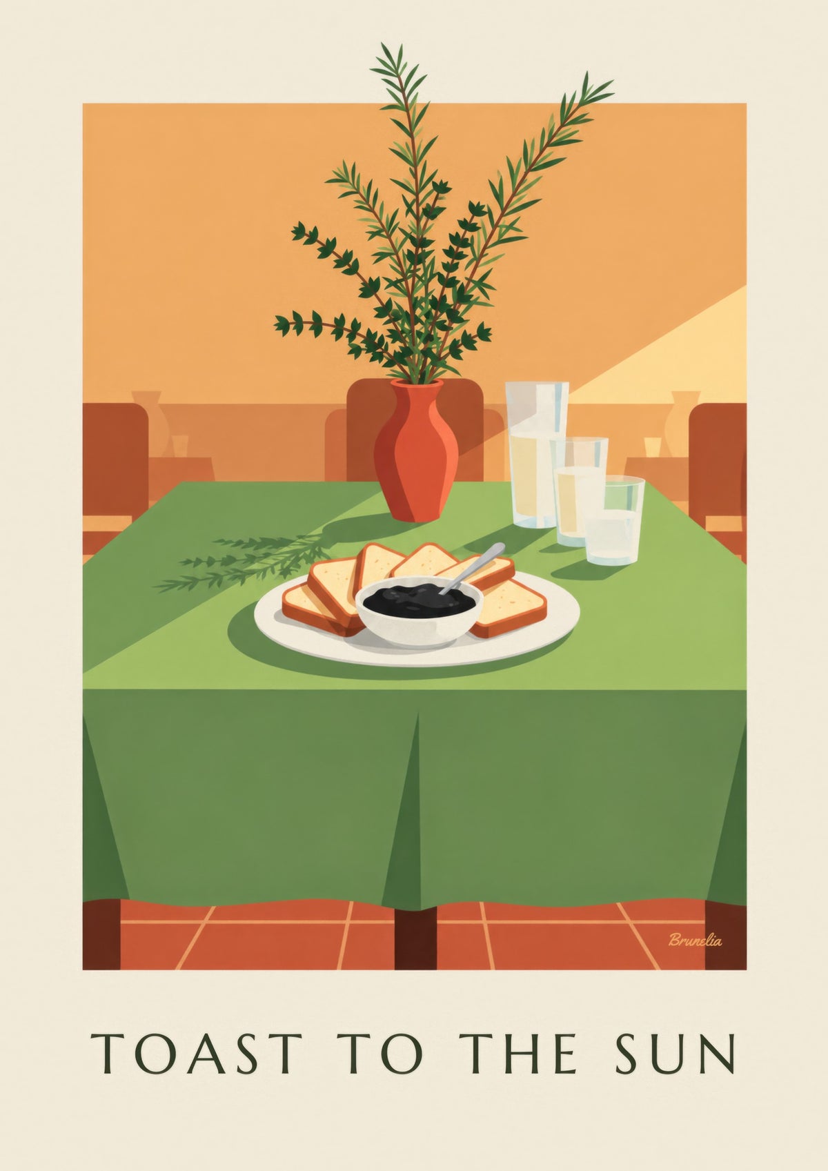 Plakat med sort tapenade og toast til aperitiffen