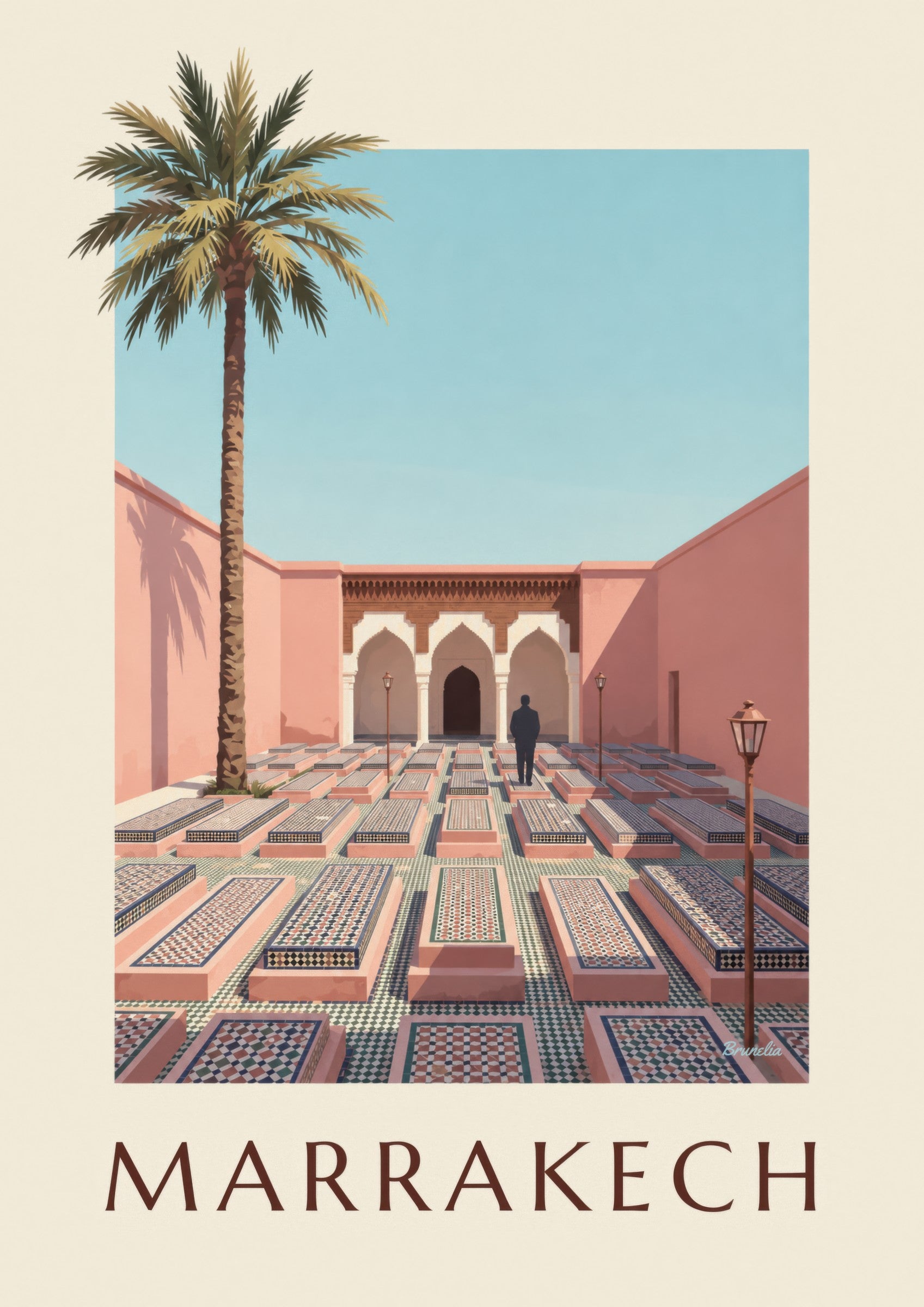 Affiche Tombeaux saadiens de Marrakech, arcades et zelliges: nærbillede af detalje