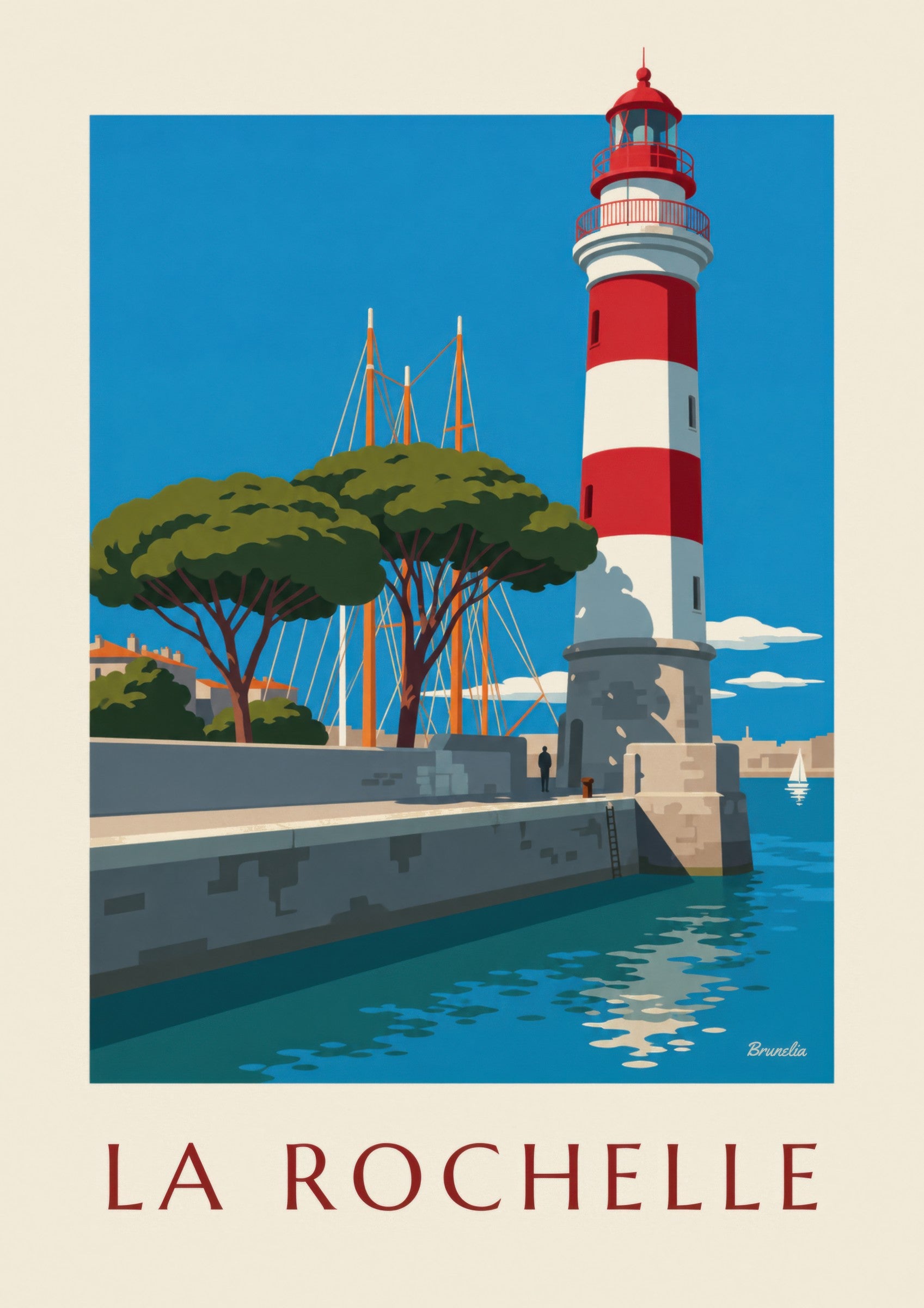 Affiche phare rouge et blanc du Gabut: nærbillede af detalje