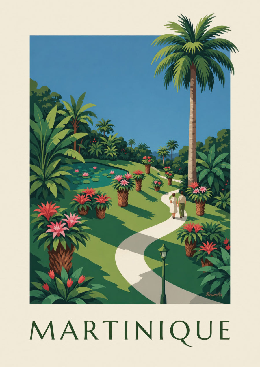 Affiche Martinique, jardin de Balata et broméliacées
