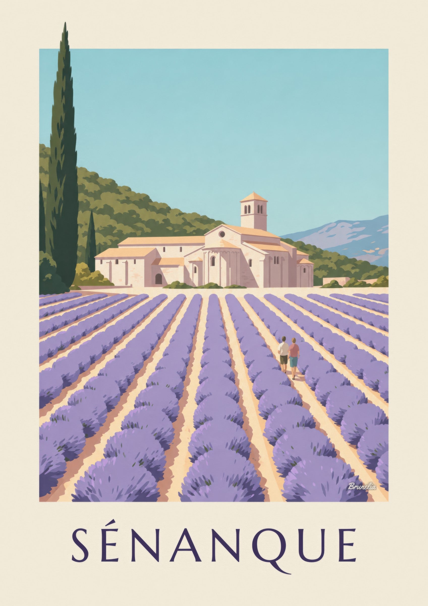 Affiche abbaye de Sénanque et lavande: nærbillede af detalje