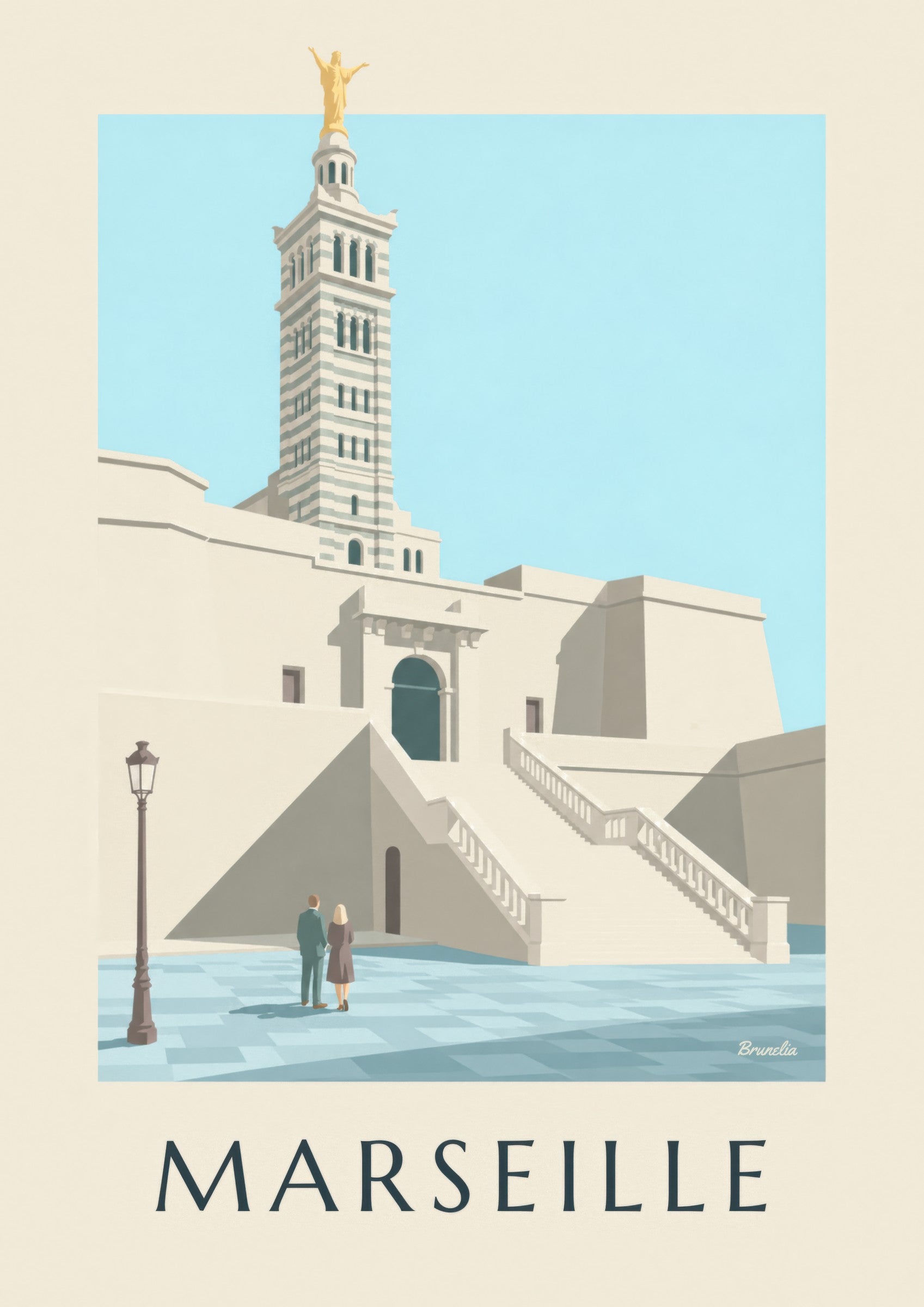 Affiche grand escalier de Notre-Dame-de-la-Garde: nærbillede af detalje