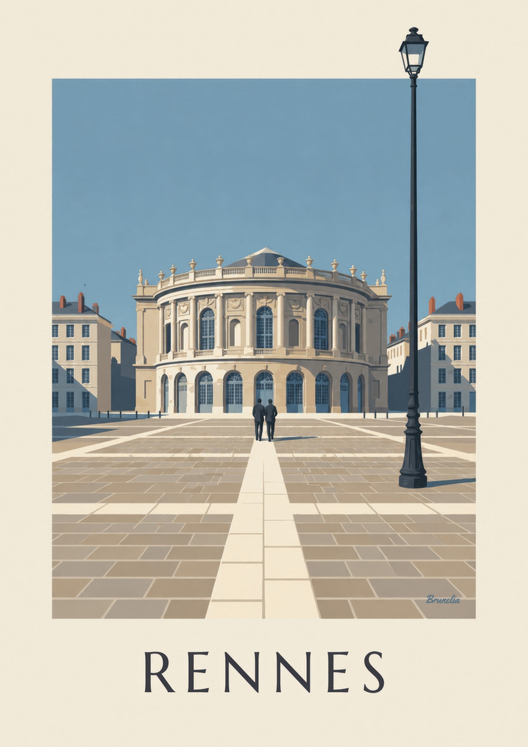 Affiche Rennes, l’opéra en rotonde place de la Mairie: nærbillede af detalje