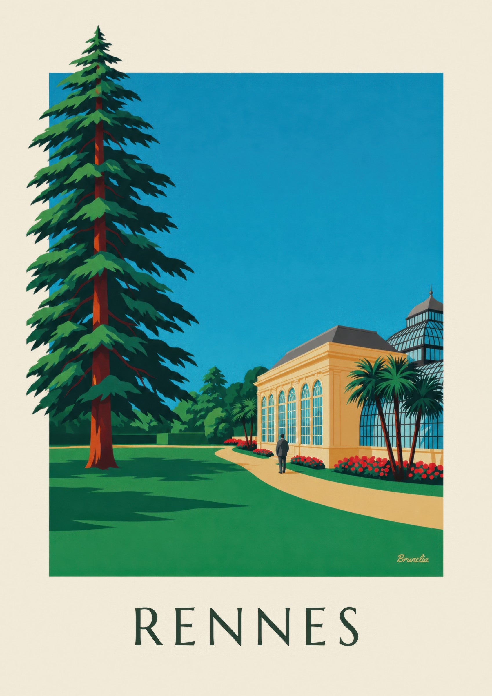 Affiche Rennes, parc du Thabor et son orangerie: nærbillede af detalje