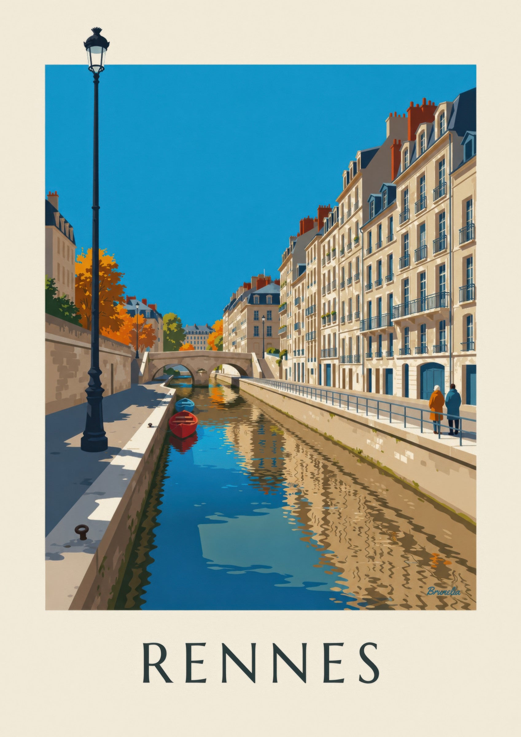 Affiche Rennes la Vilaine et le quai Émile-Zola: nærbillede af detalje