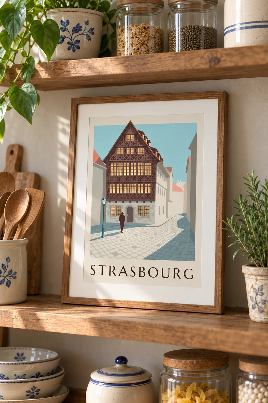 Affiche Maison Kammerzell à Strasbourg : petit format A4 encadré